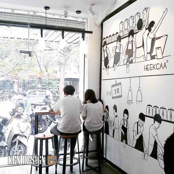 trang trí quán trà sữa bằng tranh vẽ tường độc đáo